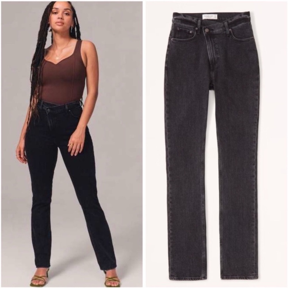 abercrombie 90s slim straight ultra high rise jeans black